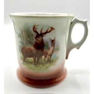 Transfer Ware Ceramic Mug Elk Motif Stag‎ & Doe Vintage Made in Germany
